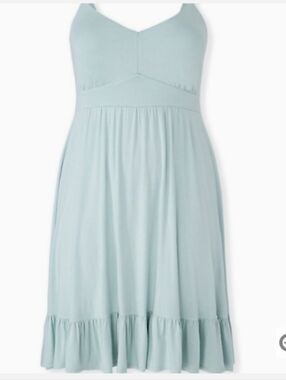 Light Blue Pale Mint Torrid Super Soft Shirred Hem Spaghetti Strap dress